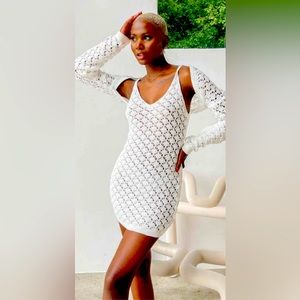 Brand New With Tags / Courtney White Knit Mini Dress